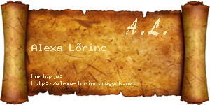 Alexa Lőrinc névjegykártya